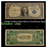 1935G $1 Blue Seal Silver Certificate Grades vf+ M