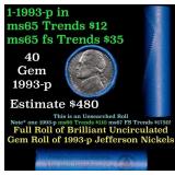 BU Shotgun Jefferson 5c roll, 1993-p 40 pcs Bell T