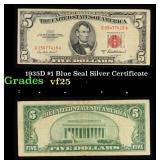 1935D $1 Blue Seal Silver Certificate Grades vf+