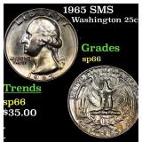 1965 SMS Washington Quarter 25c Grades sp66