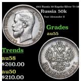 1912 Russia 50 Kopeks Silver Y# 58.2 Grades Choice