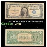 1957 $1 Blue Seal Silver Certificate Grades vf++