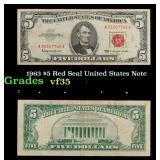 1963 $5 Red Seal United States Note Grades vf++