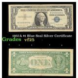 1957A $1 Blue Seal Silver Certificate Grades vf+