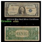 1957A $1 Blue Seal Silver Certificate Grades vf+