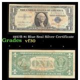 1957B $1 Blue Seal Silver Certificate Grades vf++