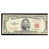 1953A $5 Red Seal United States Note Grades Choice