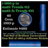 BU Shotgun Jefferson 5c roll, 1993-p 40 pcs Bell T