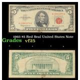 1963 $5 Red Seal United States Note Grades vf+