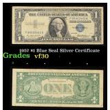 1957 $1 Blue Seal Silver Certificate Grades vf++