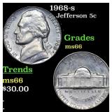 1968-s Jefferson Nickel 5c Grades GEM+ Unc