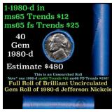 BU Shotgun Jefferson 5c roll, 1980-p 40 pcs Bell T