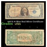 1957A $1 Blue Seal Silver Certificate Grades vf+