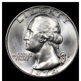 1974-d Washington Quarter 25c Grades GEM++ Unc