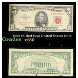 1963 $5 Red Seal United States Note Grades vf++