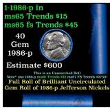 BU Shotgun Jefferson 5c roll, 1986-p 40 pcs Bell T