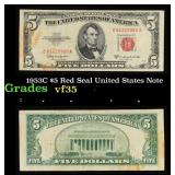 1953C $5 Red Seal United States Note Grades vf++