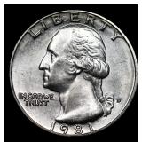 1981-d Washington Quarter 25c Grades GEM+ Unc