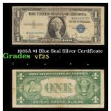 1935A $1 Blue Seal Silver Certificate Grades vf+
