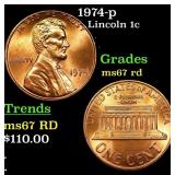 1974-p Lincoln Cent 1c Grades GEM++ Unc RD