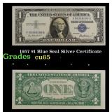1957 $1 Blue Seal Silver Certificate Grades Gem CU