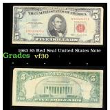 1963 $5 Red Seal United States Note Grades vf++