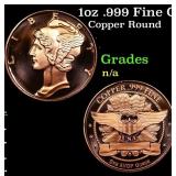 1oz .999 Fine Copper Bullion Round - Mercury Dime