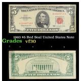 1963 $5 Red Seal United States Note Grades vf++