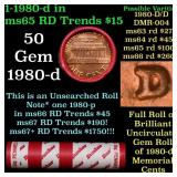 BU Shotgun Lincoln 1c roll, 1980-d 50 pcs Bank Wra