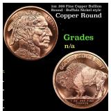 1oz .999 Fine Copper Bullion Round - Buffalo Nicke
