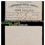 1861 Confederate States Four Dollars Note Grades S