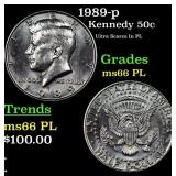 1989-p Kennedy Half Dollar 50c Grades GEM+ UNC PL