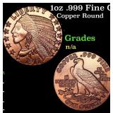 1oz .999 Fine Copper Bullion Round - Indian Gold C
