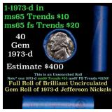 BU Shotgun Jefferson 5c roll, 1973-d 40 pcs Bank $