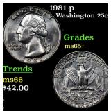 1981-p Washington Quarter 25c Grades GEM+ Unc