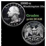 1990-s Proof Washington Quarter 25c Grades GEM++ P