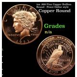 1oz .999 Fine Copper Bullion Round - Peace Dollar