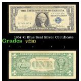 1957 $1 Blue Seal Silver Certificate Grades vf++