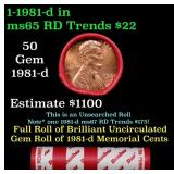 BU Shotgun Lincoln 1c roll, 1981-d 50 pcs Bank Wra