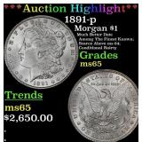 1891-p Morgan Dollar $1 ms65 SEGS
