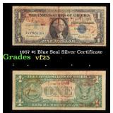 1957 $1 Blue Seal Silver Certificate Grades vf+