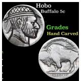 Hobo Buffalo Nickel 5c Grades Hand Carved
