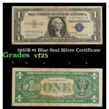 1957B $1 Blue Seal Silver Certificate Grades vf+