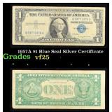 1957A $1 Blue Seal Silver Certificate Grades vf+