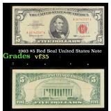 1963 $5 Red Seal United States Note Grades vf++