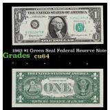 1963 $1 Green Seal Federal Reserve Note Grades Cho