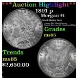 1891-p Morgan Dollar $1 ms65 SEGS