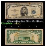 1953A $5 Blue Seal Silver Certificate Grades vf++