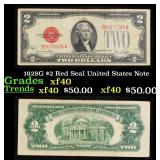 1928G $2 Red Seal United States Note Grades xf