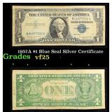 1957A $1 Blue Seal Silver Certificate Grades vf+